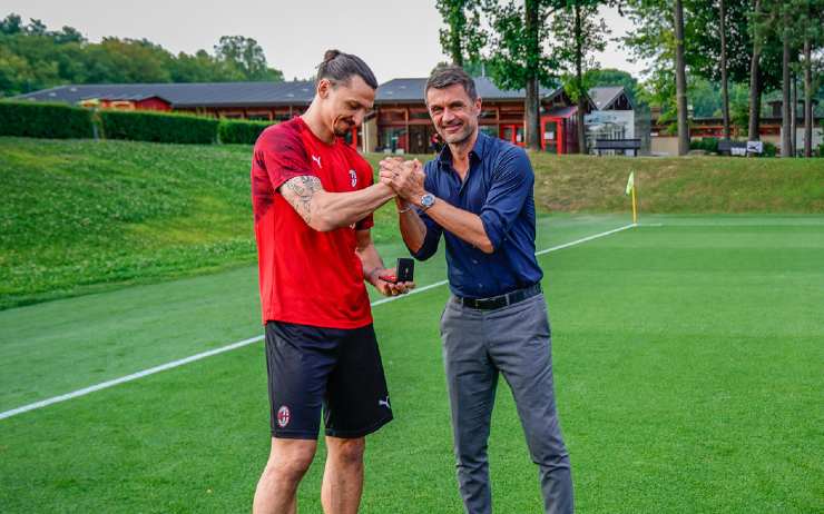 Zlatan Ibrahimovic e Paolo Maldini a Milanello