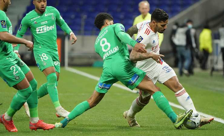 I calciatori del Saint Etienne nel match contro Lione 20220416 calciotoday