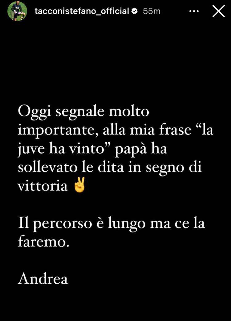 Tacconi e la storia Instagram che emoziona il mondo del calcio