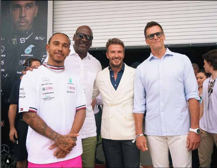 Beckham al GP di Miami con Hamilton, Jordan e Brady