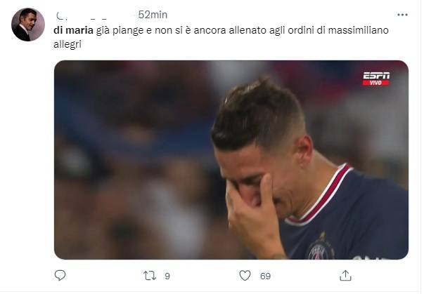 Le lacrime di Angel Di Maria