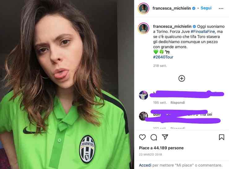 Francesca Michielin che squadra tifa 