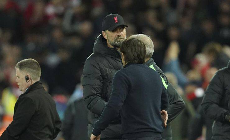 Klopp saluta Conte dopo Liverpool-Tottenham