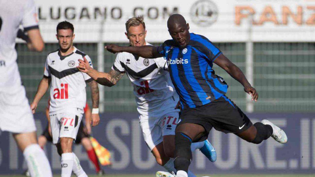 Romelu Lukaku in azione in Lugano-Inter