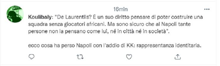 un utente di Twitter si schiera con Kalidou Koulibaly