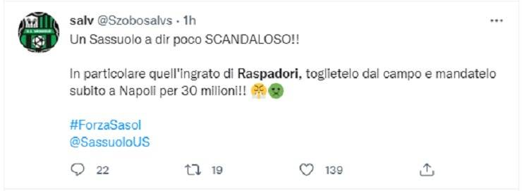 Supporter contrariato da Raspadori