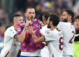 Bonucci durante la rissa in Juventus-Salernitana