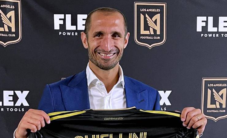 Chiellini durante la presentazione al Los Angeles