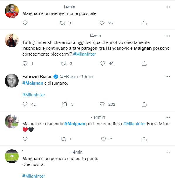 Le reazioni social alle parate di Mike Maignan nel derby