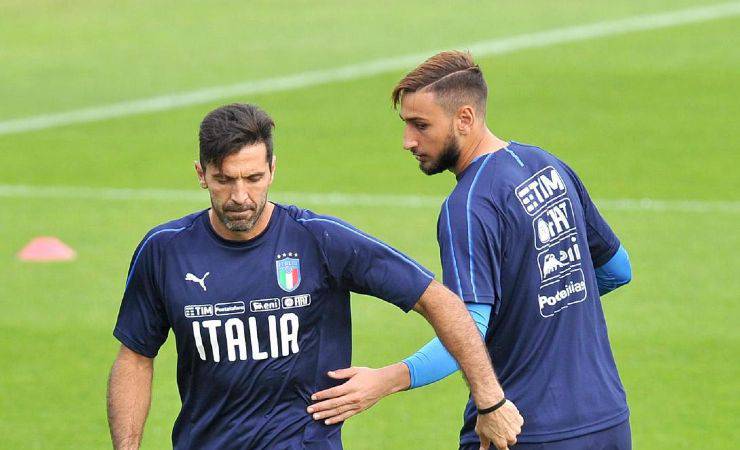 Buffon e Donnarumma a Coverciano