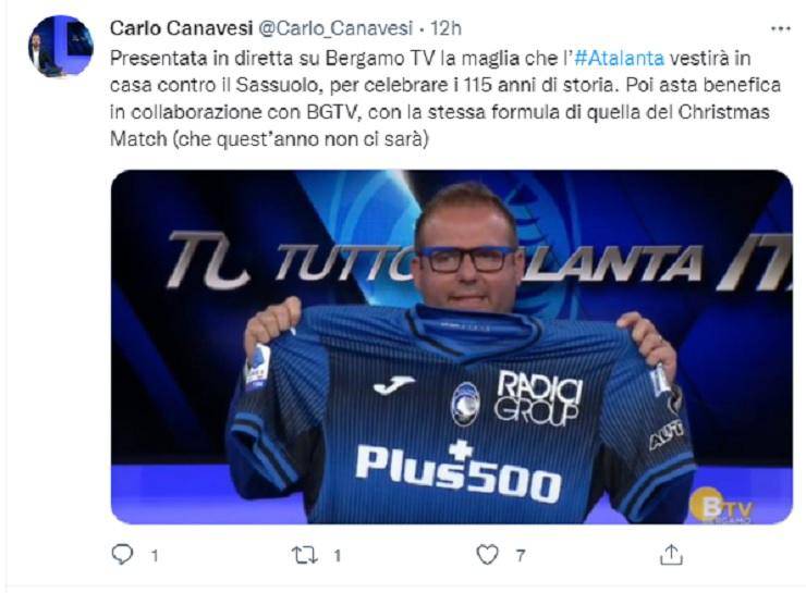 La nuova maglia dell'Atalanta celebrativa