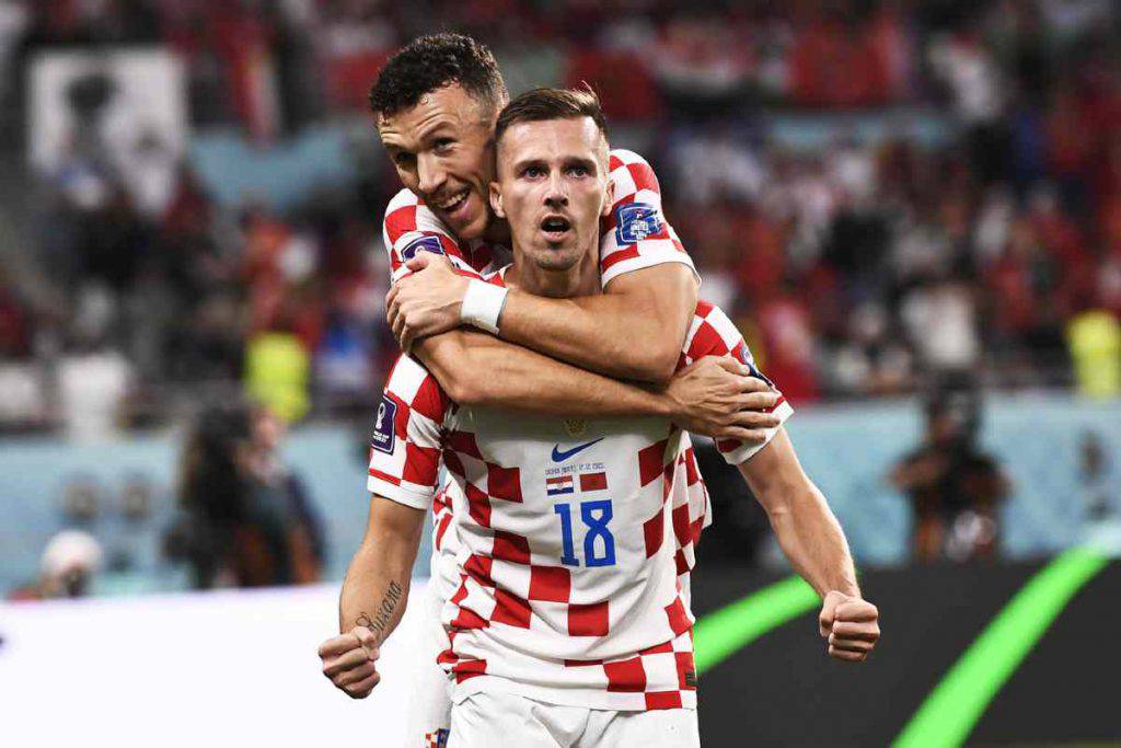 L'esultanza della Croazia al gol di Orsic