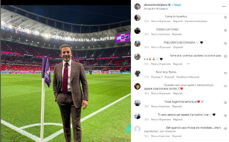 Alessandro Del Piero in Qatar per seguire il Mondiale