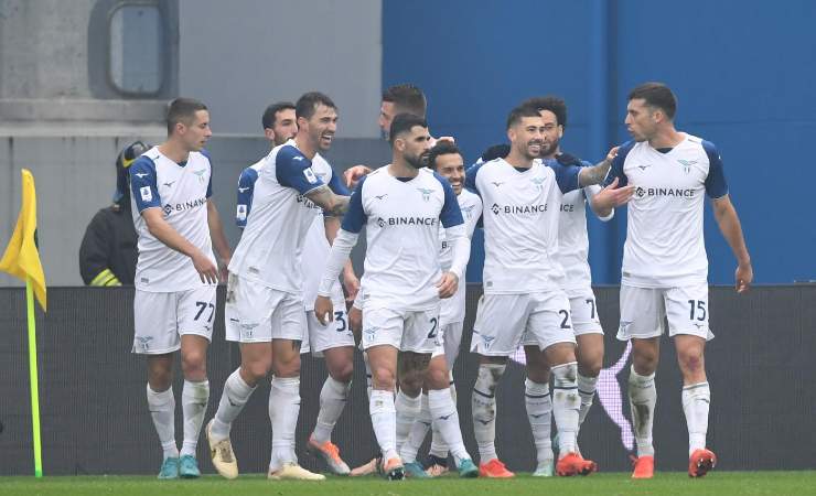 Sassuolo-Lazio, esultanza dei calciatori