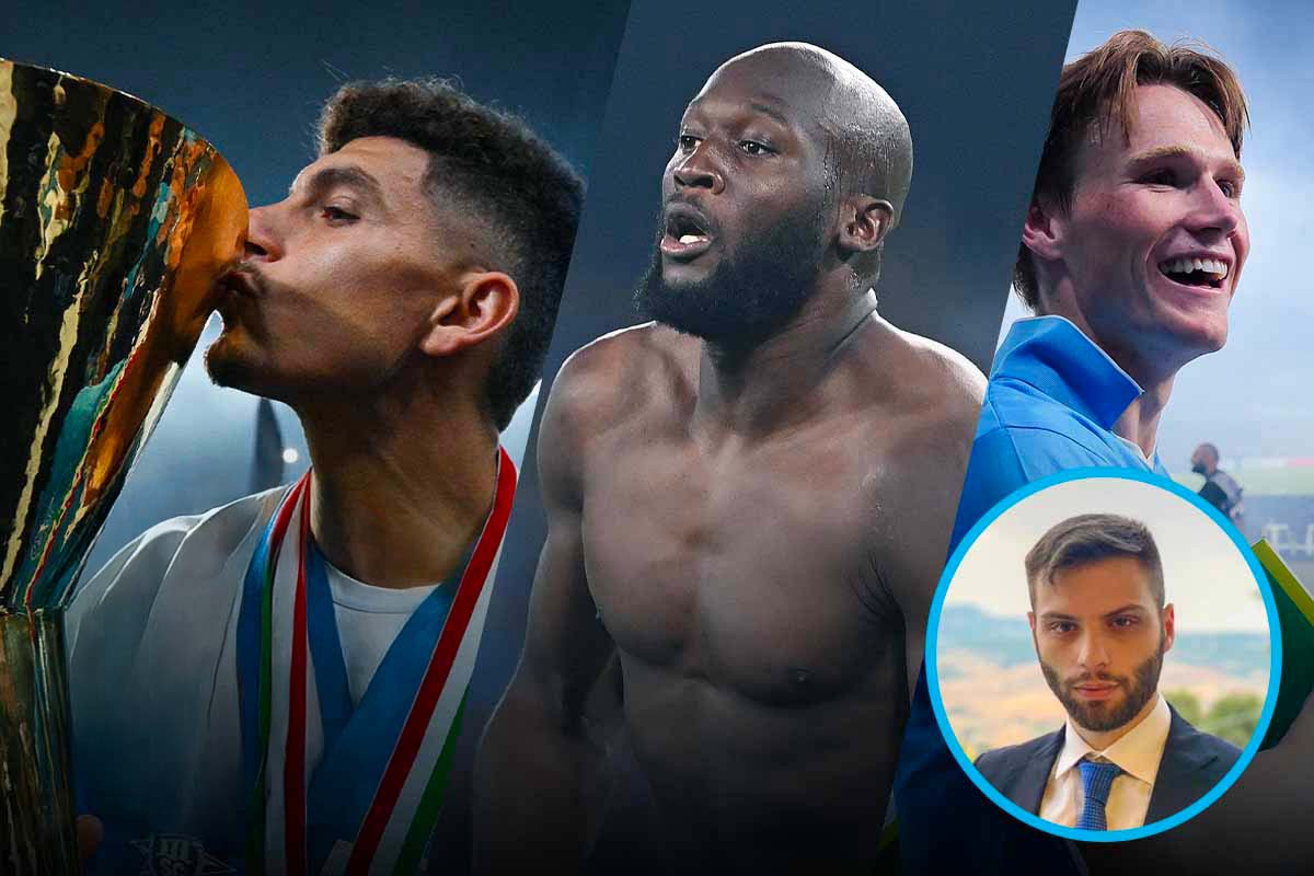 Calciatori del Napoli e il giornalista Giuseppe Barone