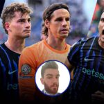 Giocatori dell'Inter con al centro il giornalista Alessandro Basta di Intrlive.it