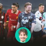 Giocatori di Serie A e al centro il giornalista sportivo Claudio Mancini